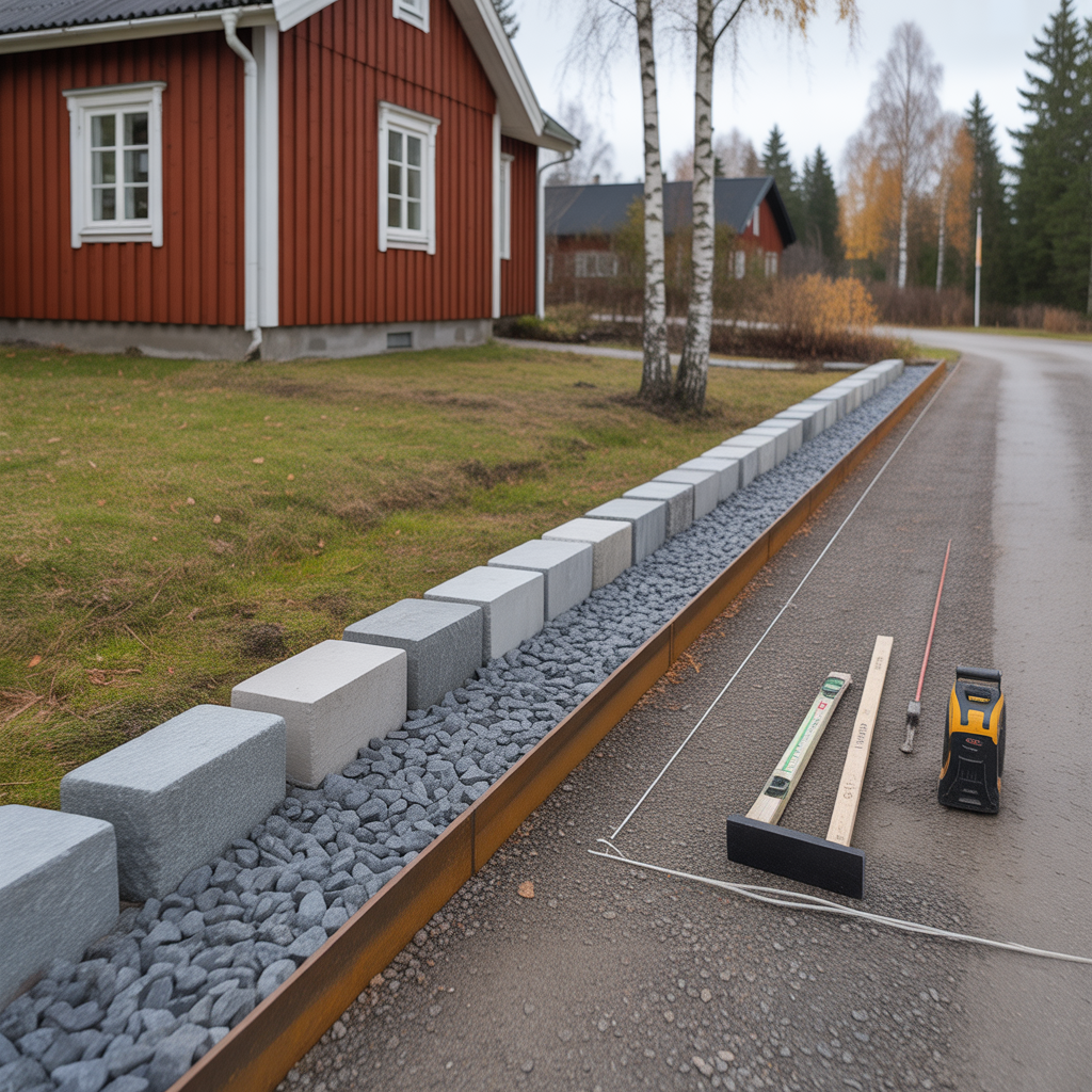 kantstod runt uppfart val av typ sattning och kostnad