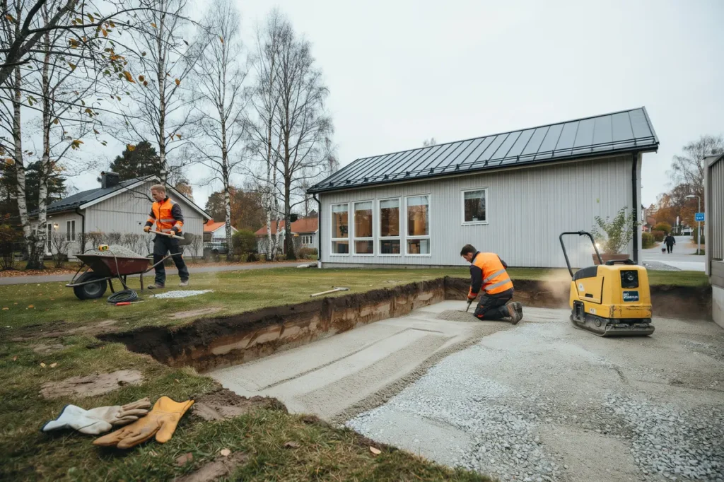 jordbyte och packning f r stabilisering av mjuk mark i bro kungs ngen