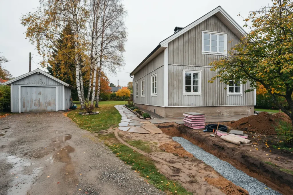 n r beh vs markisolering p tomten praktiska r d f r garageuppfart g ngar och grund n ra huset